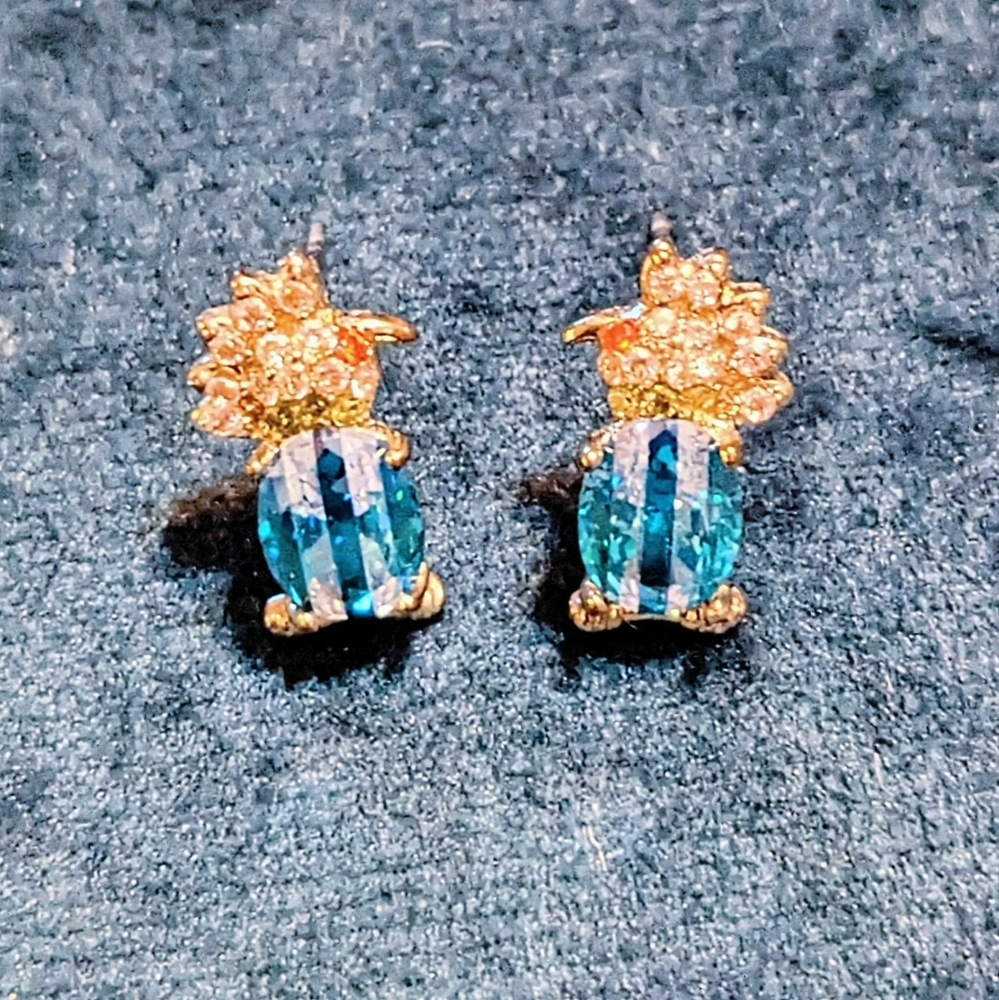betsey johnson blue cubic zirconia bird earrings